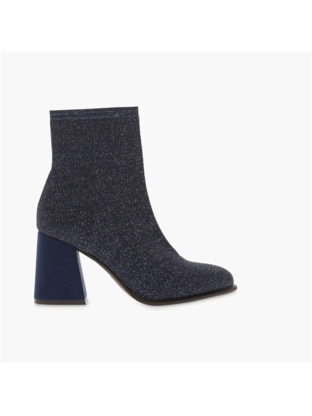 Mia Women’s Piana Blue Silver Sparkle Knit Block Heel Ankle Boot Size 7 NEW